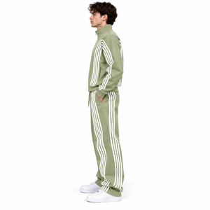 Conjunto Deportivo para Hombre, Chaqueta con Cierre y Pantalones Jogger de Pierna Ancha, Color Verde Salvia, Transpirable, Talla Grande, para Invierno - Product Image 4