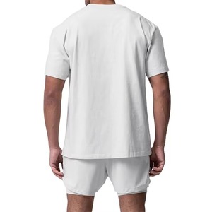 Camisetas de Verano Casuales de Primera Calidad para Hombre, Camisetas de Algodón Lisas de Manga Corta con Cuello Redondo Azul, Camiseta con Logotipo de Marca Personalizado para Hombre - Product Image 3