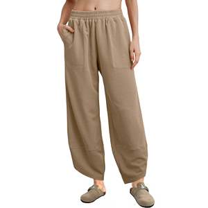 Women's Baggy Wide Leg Loose Fit <b>Harem</b> Pants Casual Elastic Waisted Palazzo Pants with Pockets Custom OEM Direct Factory Sale - Product Image 5
