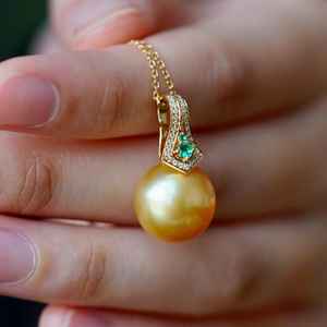 Colgante de Perla Natural Esmeralda Marina, Plata de Ley 925, Chapado en Oro de 14K, Joyería Fina Hecha a Mano, Regalo para Mujer - Product Image 3