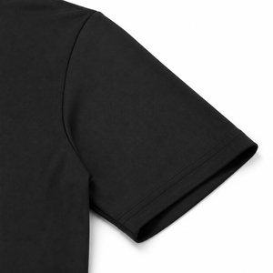 T-shirt en polyester noir pour homme avec logo personnalisé, séchage rapide, manches courtes, coupe classique, col rond, pour le sport - Product Image 4