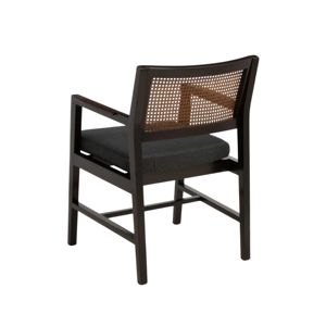 Modern Rattan <b>Dining</b> <b>Chair</b> Solid Wood Arm <b>Chair</b> Upholstered Seat Restaurant Cafe Furniture - Product Image 5