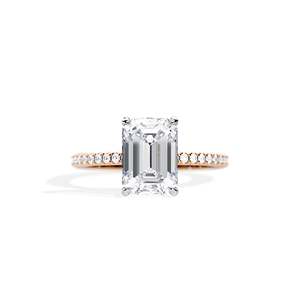 Women's 14K Gold Emerald Cut Diamond Engagement Ring Prong Setting floral Style IGI Certified - Product Image 1
