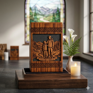 Wooden <b>Memorial</b> Urn Carved Remembrance Keepsake <b>Box</b> Family Tribute Cremation Ashes Holder for Cemetery - Product Image 3