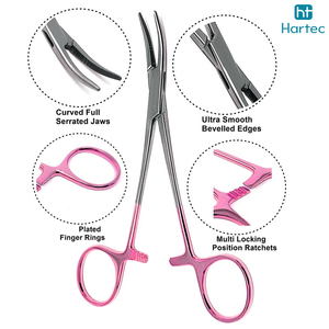 Best Product Pink Handle Stainless Steel Surgical Hemostatic Clamps Curved Straight Mosquito Forceps For Dental Veterinary Use - Product Image 6