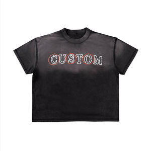 T-shirt Oversize en Coton Premium avec Strass, Effet Délavé Soleil, Grammage Lourd, Style Vintage, Personnalisable avec Logo, Délavage Acide, Streetwear - Product Image 5