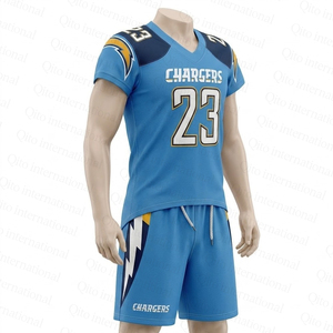 Conjunto de Uniforme de Fútbol Americano Personalizado con Bordado, Número Cosido en Tela Twill, Jersey y Pantalones Cortos Sublimados 7v7, Traje Deportivo Transpirable - Product Image 3
