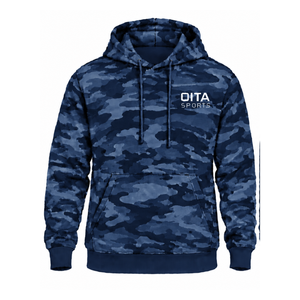 <b>Navy</b> Blue Camo Pullover Hoodie <b>Men</b> Custom Camouflage Printed Sweatshirt Kangaroo Pocket Drawstring Long Sleeve Casual Sportswear - Product Image 1