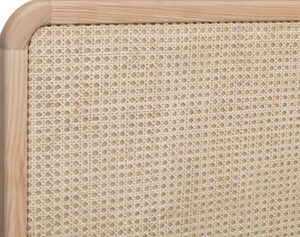 Modern Rattan Headboard <b>Bed</b> <b>Frame</b> Wooden Bedstead Black and Natural Panel <b>Bed</b> for Hotel Home Bedroom - Product Image 4