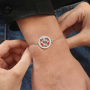 Chaîne Rakhi en argent sterling plaqué rhodium avec zircone cubique, motif Ganesh Ji Blessings, minimaliste unisexe, pour homme et frère - Product Image 5