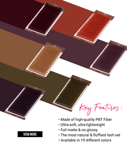 Extensions de cils marron, plateaux mixtes, fibres PBT coréennes colorées, style naturel, cils vietnamiens, boîte d'exportation OEM - Product Image 5