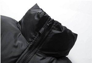 Veste en cuir de haute qualité pour homme, manteau d'hiver chaud matelassé, logo personnalisé, col montant, capuche en tissu canvas, style streetwear - Product Image 4