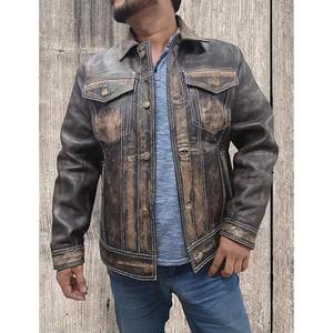 Chaqueta de Cuero Auténtica Original para Hombre, Chaqueta de Motociclista de Cuero Vacuno Negro para Invierno, Proveedor OEM - Product Image 4