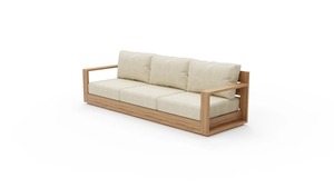 Contemporary Outdoor Teak <b>Sofa</b> Set with Armchair and Table, Durable Garden Furniture with Cushion for Resort, Villa, Hotel - Product Image 4