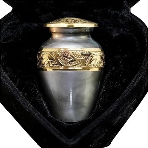 Green Cremation Urn for Adult Human Ashes <b>Memorial</b> Keepsake Container Durable Design Urn with Velvet <b>Box</b> - Product Image 3