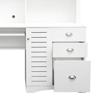 Antiqued White Home Office Computer <b>Desk</b> with Hutch - Product Image 5
