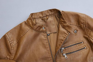 Men's High Quality Cow Skin <b>Leather</b> Jacket Stylish Long Sleeves Canvas Fabric Trendy Pocket Design Eco-Friendly Outdoor Winter - Product Image 2