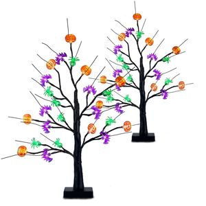 2-Pack 1.97FT Indoor Halloween <b>Tree</b> <b>Lights</b> Black Lighted <b>Trees</b> with Adjustable Timer Halloween Indoor Decorations and Twigs - Product Image 1