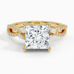 Adorned Luxe Engagement Wedding <b>Ring</b> 14K Gold Plated 925 <b>Silver</b> Princess Cut <b>Solitaire</b> GRA Certified Moissanite Prong Setting - Product Image 1