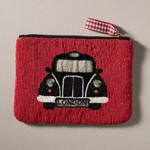 Porte-monnaie perlé London Taxi, mini portefeuille sur le thème du voyage, pochette vintage pour voiture - Product Image 1