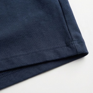 Ensemble 2 pièces décontracté pour femme en coton bleu marine, col rond, manches courtes, coupe ample, couleur unie, printemps-été, au-dessus du genou - Product Image 6