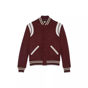 Veste universitaire pour homme, vert crème, logo brodé, style preppy, vêtement d'automne, coupe classique, col rabattu - Product Image 4