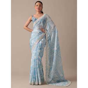 Vêtements de fête pour femmes Saree imprimé numérique avec broderie Codding Work Set - Product Image 1