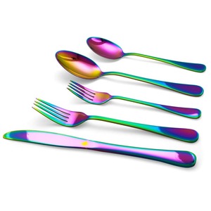 Ensemble de couverts en métal plaqué arc-en-ciel, couverts élégants pour les fêtes, compatibles lave-vaisselle - Product Image 2