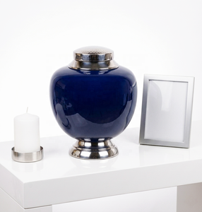 Blue Cremation Urn for Human Ashes Customized Colour Adult Funeral Decorative <b>Memorial</b> Urns High Quality Metal Urns Manufacturer - Product Image 3