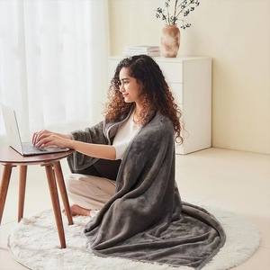 Soft Plush Throw <b>Blanket</b> With Pillow Foldable Rectangular Gray Winter Home Use Machine Wash Knitted Simple Style - Product Image 4