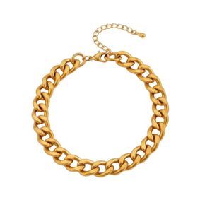 สร้อยข้อเท้าทอง 18K ชุบทองเหลืองแบบคิวบา สำหรับทุกเพศ สไตล์ฮิปฮอป - Product Image 6