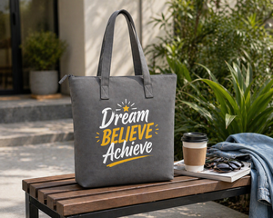 AMANI 300GSM Grey <b>Canvas</b> <b>Tote</b> Bag Large Capacity Eco Friendly Reusable Shopping Bag Custom Logo Zipper Heavy Duty Wholesale - Product Image 3