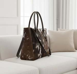 Grand sac fourre-tout vintage en cuir de vachette véritable avec fermeture éclair, poignées en cuir, imperméable et portable pour les voyages - Product Image 5