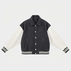 Veste varsity matelassée unisexe, col mandarin, coupe classique, couleur unie, fermeture à boutons, polaire coupe-vent, vêtements d'hiver - Product Image 1