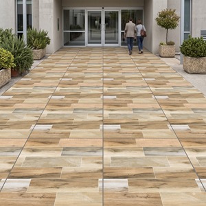 Carreaux de sol en porcelaine série bois 600x600mm finition mate design rustique pour usage intérieur salon modèle 6050 - Product Image 4