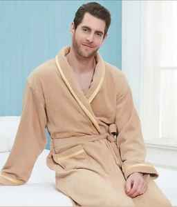 Bata de Spa Unisex de Algodón y Terciopelo, Compra Profesional para Parejas, Bata de Baño de Terciopelo OEM, Ropa de Dormir para Hombre, Incluye 2 Piezas - Product Image 5