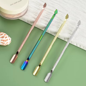 Double ended Stainless Steel Cuticle Pusher Dead Skin Push Remover For Pedicure Manicure <b>Nail</b> Art With Textured Grip And Flat - Product Image 3
