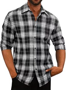Camisa de Franela Informal de Alta Calidad, Color Oscuro Sólido, Manga Larga, 100% Algodón, Bordada, Ecológica, Transpirable, Estilo Burberry Rojo - Product Image 3