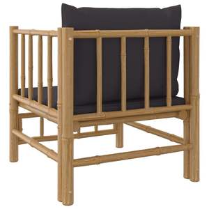 Canapé de jardin gris foncé avec tissu en polyester et mousse en bambou naturel, élégante chaise de jardin d'extérieur - Product Image 5