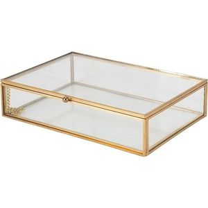 Boîte en verre transparente de qualité supérieure avec cadre métallique, organisateur de bijoux vintage, vitrine de table, conteneur pour la décoration de mariage et les accessoires - Product Image 1