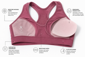 Soutien-gorge de sport pour femme X, couleurs tendance, col rond, vêtement de yoga, maille respirante sur le devant, coussinets amovibles, coupe extensible, style sportif - Product Image 3
