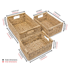 Versatile Water Hyacinth Storage Basket, Scalloped Handwoven Closet Organizer <b>Box</b> With Wooden Handles, Vietnam Factory Price - Product Image 2