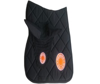 Tapis de selle d'obstacle de haute qualité avec bonnet d'oreilles assorti en coton, personnalisable, multifonctionnel, couleur noire, fabricant de tapis.