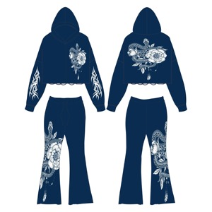 Pantalones de chándal acampanados de alta calidad, fabricación personalizada, 100% algodón, estampado en serigrafía, conjunto de chándal acampanado para mujer - Product Image 6
