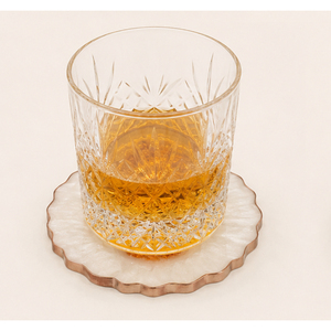 Luxury White Agate Geode Resin <b>Coasters</b> Set with Holder Rose <b>Gold</b> Trim Epoxy Resin Drink <b>Coaster</b> Wholesale for Home Decor - Product Image 5