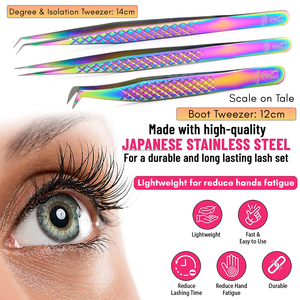 lash extension tweezers fiber tip eyelash tweezers 45-degree pro lash isolation <b>tool</b> with Stainless Steel Grafting Volume <b>Tool</b> - Product Image 4