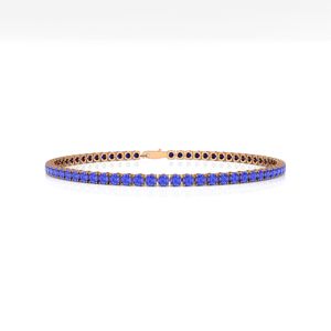 สร้อยข้อมือเทนนิสทองคำ 14K ขนาด 2 มม. ประดับด้วยพลอยแทนซาไนต์ธรรมชาติทรงกลม คุณภาพเยี่ยม ปี 2026 พร้อมใบรับรอง - Product Image 1
