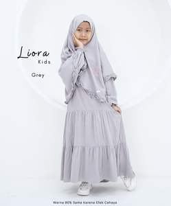 ABAYA PARA NIÑAS DE TELA DE RAYÓN TULIANO TRANSPIRABLE, LIGERA, CASUAL, CON VOLANTES Y CIERRE DE CREMALLERA, VENTA GLOBAL ODM - Product Image 6