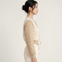 Blouson bomber décontracté élégant pour femmes, respirant, coupe-vent, léger, en tissu polyester/nylon, fermeture éclair