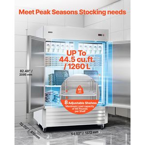 Congelatore Commerciale in Acciaio Inox da 43,2 Piedi Cubi, Larghezza 32,2 Pollici, Doppia Porta, Verticale, Scongelamento Automatico, 8 Pollici - Product Image 4